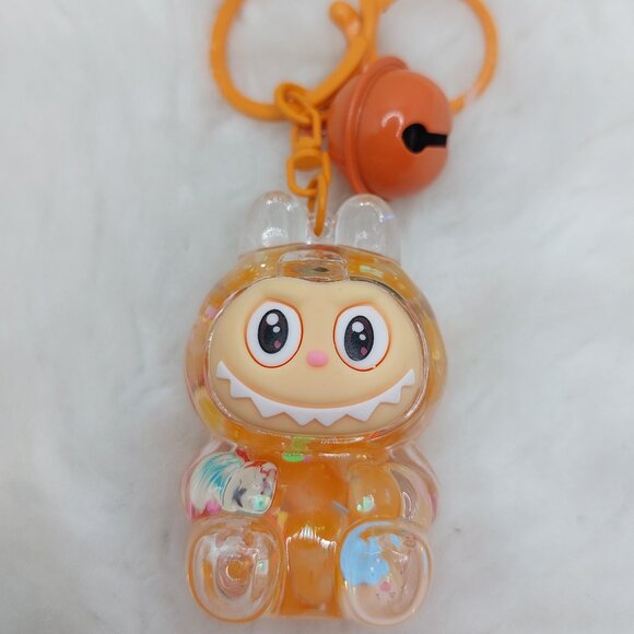 2/$19 Labubu Flowing Sand Exquisite orange keychain with bell - Picture 1 of 8